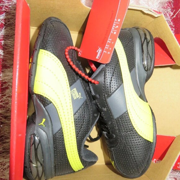 Puma Cell Turin Perf Kids Black Yellow Dark Shadow sneakers tennis shoes sz 7 - Picture 3 of 8